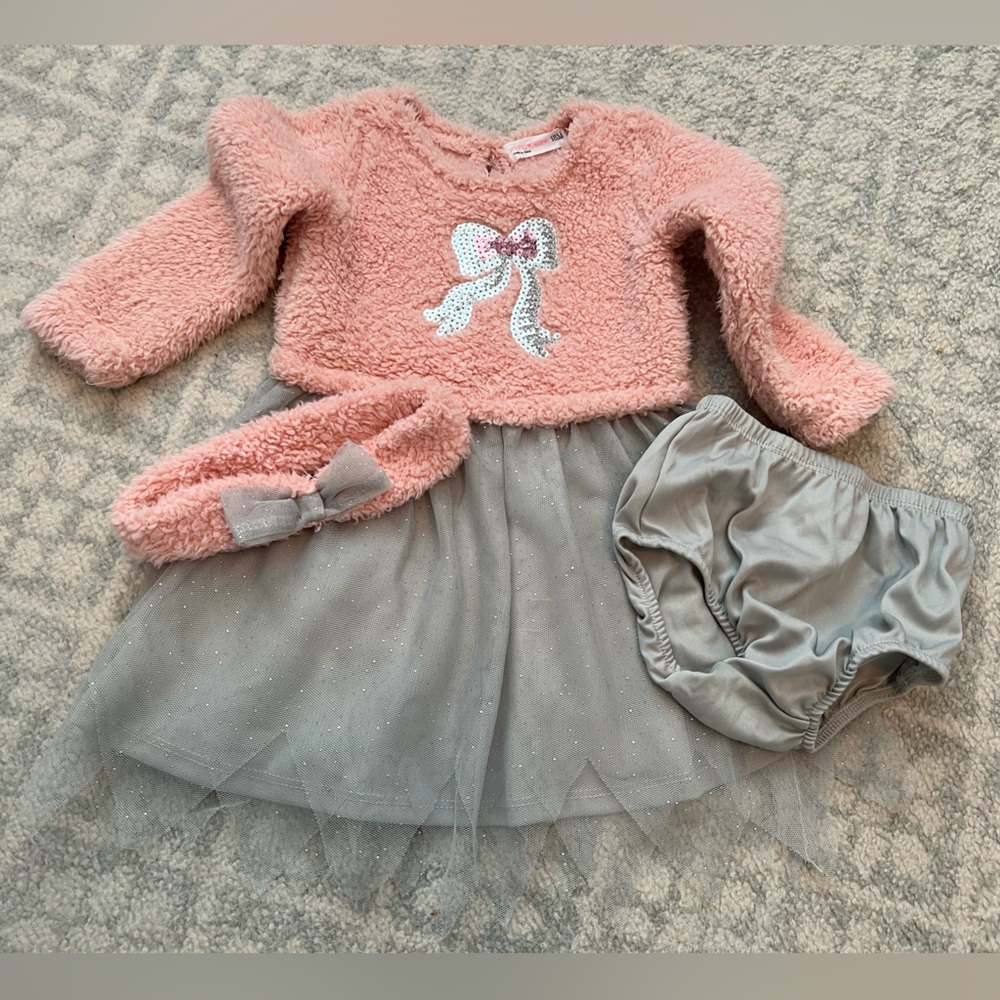 Pink and Gray Kids Dress Set Size 18 months